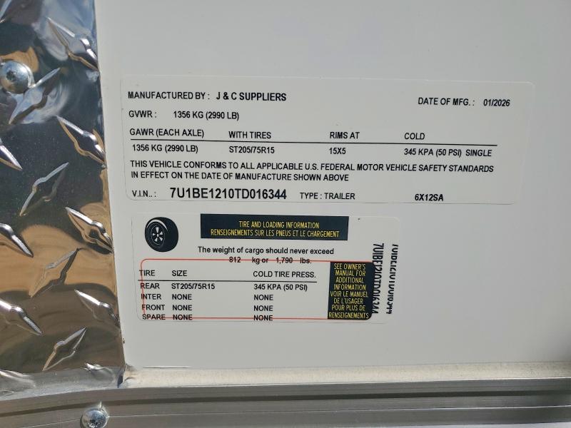 2026 J & C Suppliers J & C Suppliers მანქანა იყიდება აუქციონზე, vin: 7U1BE1210TD016344, აუქციონის ნომერი: 41984876