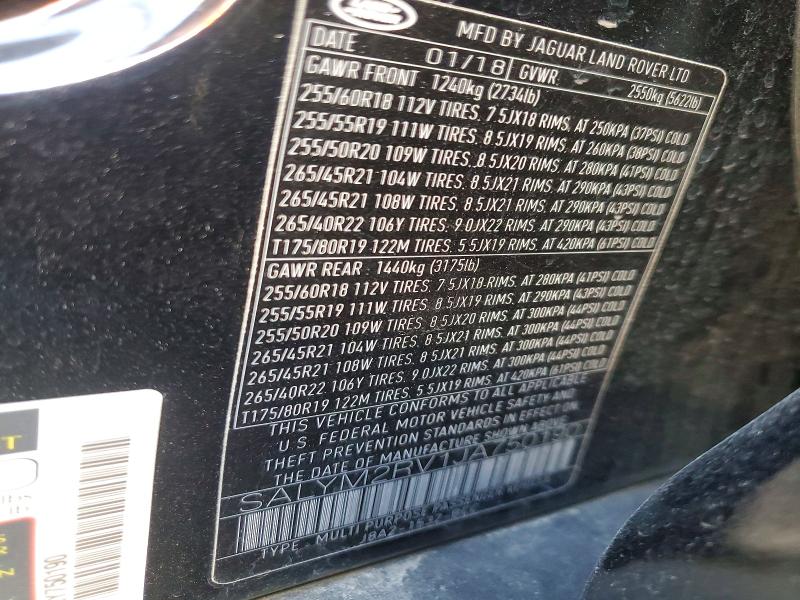Aukcja sprzedaży 2018 Land Rover Range Rover Velar, vin: SALYM2RV1JA750190, numer aukcji: 46833776