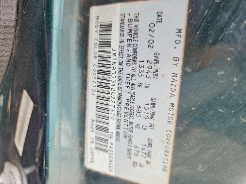 Продажа на аукционе авто 2002 Mazda Mx-5 Miata, vin: JM1NB353120227379, номер лота: 47971466