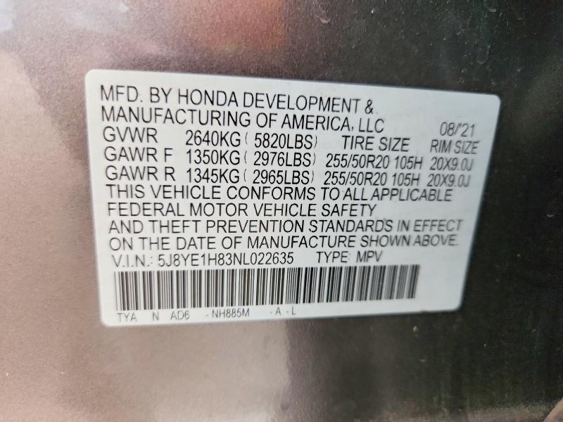 Продаж на аукціоні авто 2022 Acura Mdx, vin: 5J8YE1H83NL022635, номер лоту: 47283006