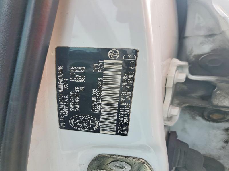 41621366 :رقم المزاد ، VNKKTUD35EA009913 vin ، 2014 Toyota Yaris مزاد بيع