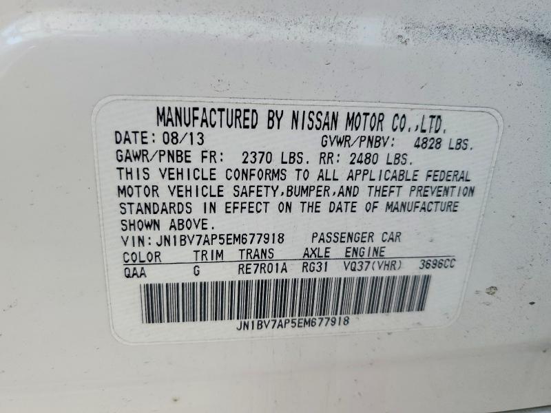 Aukcja sprzedaży 2014 Infiniti Q50, vin: JN1BV7AP5EM677918, numer aukcji: 41703936