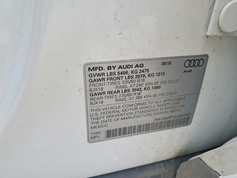 Aukcja sprzedaży 2018 Audi Q5, vin: WA1ANAFY3J2201447, numer aukcji: 47772156