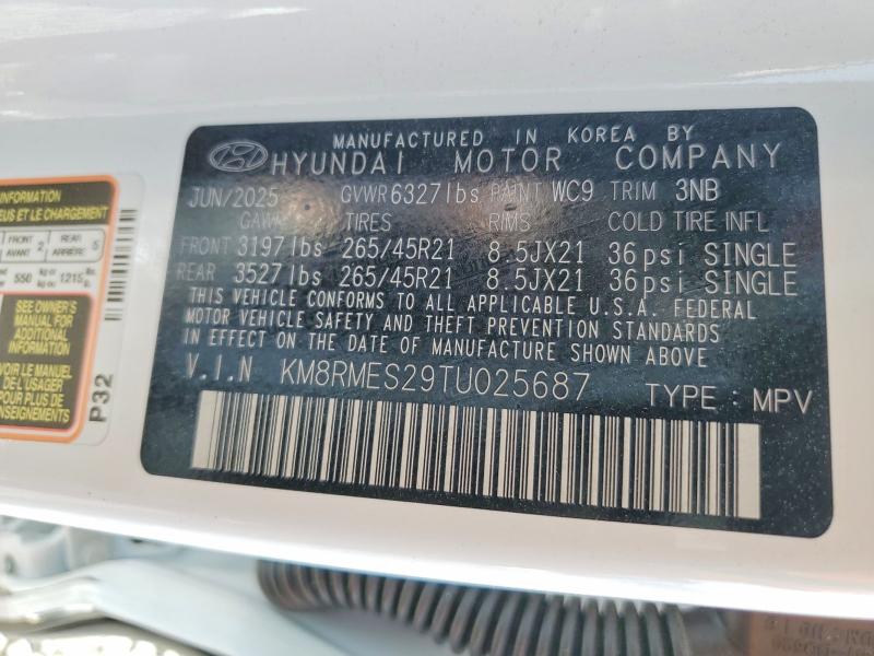 2026 Hyundai Palisade მანქანა იყიდება აუქციონზე, vin: KM8RMES29TU025687, აუქციონის ნომერი: 47365116