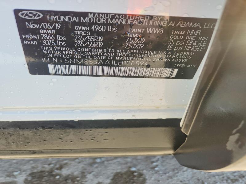 Продажа на аукционе авто 2020 Hyundai Santa Fe, vin: 5NMS53AA1LH198594, номер лота: 46817716
