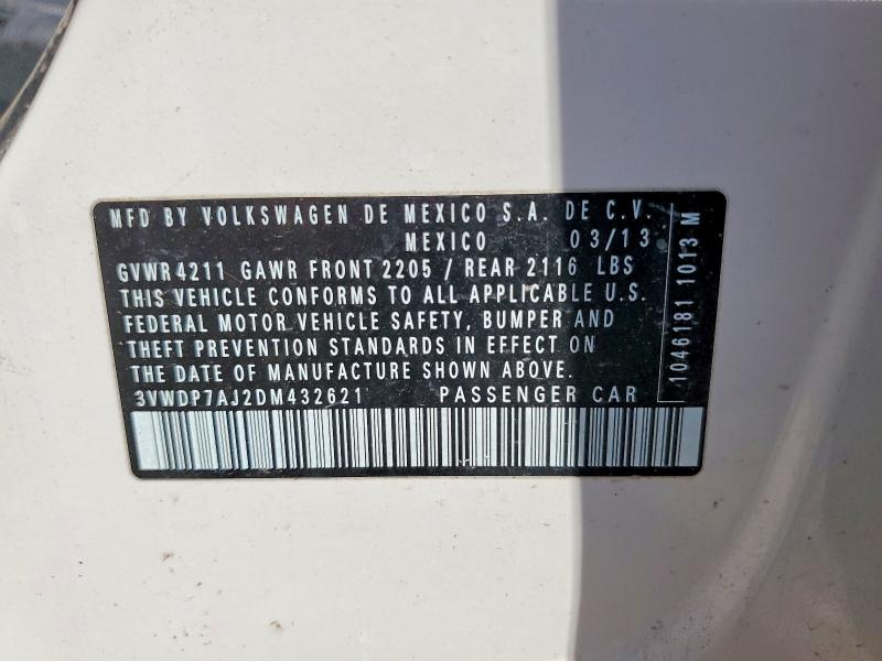 Aukcja sprzedaży 2013 Volkswagen Jetta, vin: 3VWDP7AJ2DM432621, numer aukcji: 79573705