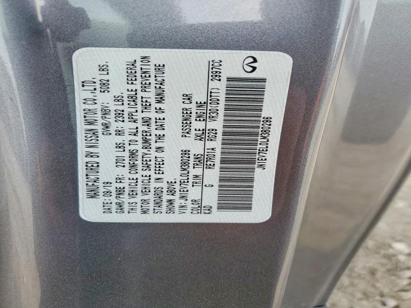 46886306 :رقم المزاد ، JN1EV7EL0LM380296 vin ، 2020 Infiniti Q60 مزاد بيع