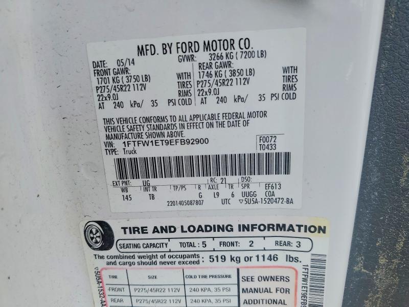 Auction sale of the 2014 Ford F150, vin: 1FTFW1ET9EFB92900, lot number: 47920326