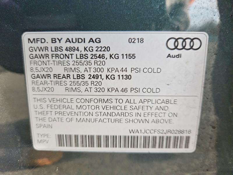 Продажа на аукционе авто 2018 Audi Q3, vin: WA1JCCFS2JR028816, номер лота: 47350596