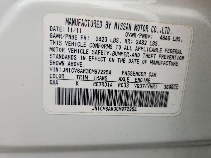 Aukcja sprzedaży 2012 Infiniti G37 Sedan, vin: JN1CV6AR3CM972254, numer aukcji: 46436096