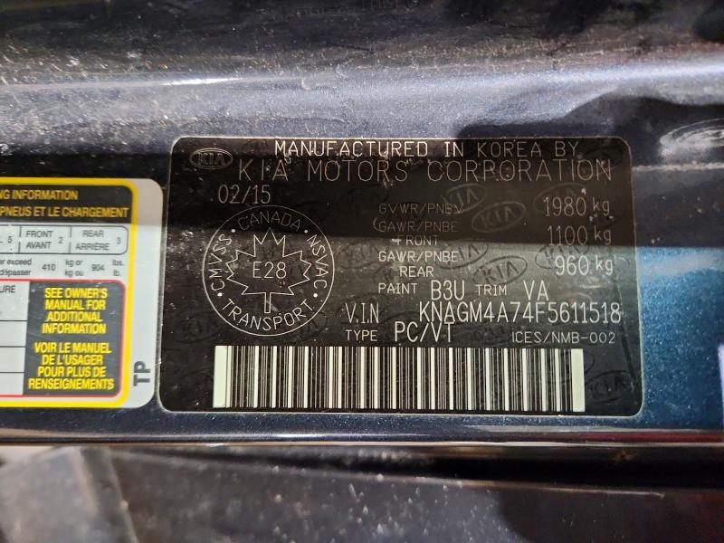 47756836 :رقم المزاد ، KNAGM4A74F5611518 vin ، 2015 Kia Optima مزاد بيع