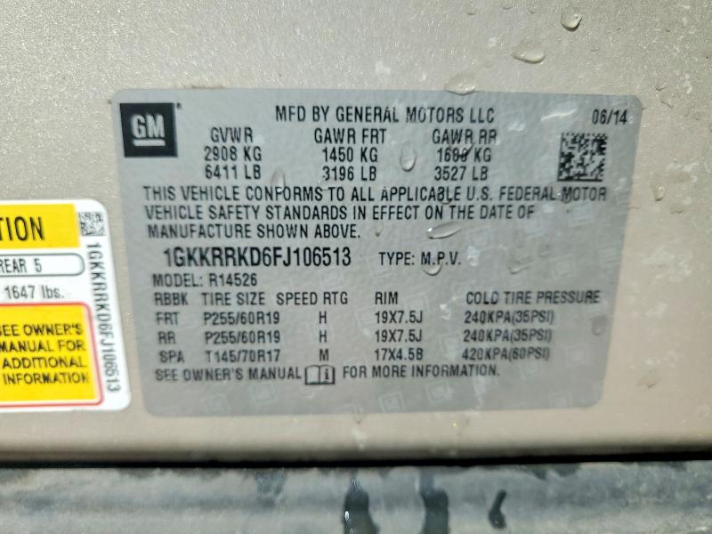 2015 Gmc Acadia მანქანა იყიდება აუქციონზე, vin: 1GKKRRKD6FJ106513, აუქციონის ნომერი: 47465156