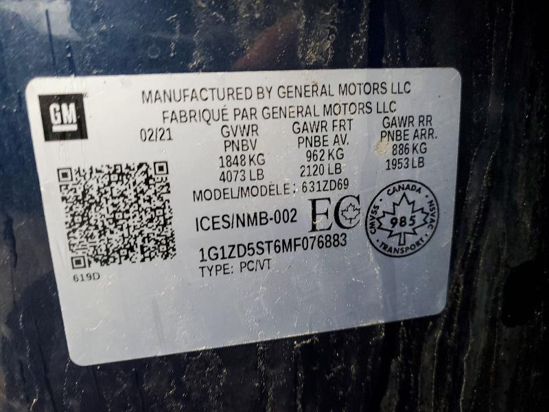 Продаж на аукціоні авто 2021 Chevrolet Malibu, vin: 1G1ZD5ST6MF076883, номер лоту: 46906976
