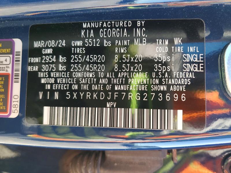 2024 Kia Sorento მანქანა იყიდება აუქციონზე, vin: 5XYRKDJF7RG273696, აუქციონის ნომერი: 45632116