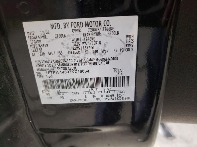 Aukcja sprzedaży 2007 Ford F150, vin: 1FTPW14507KC16664, numer aukcji: 46280066