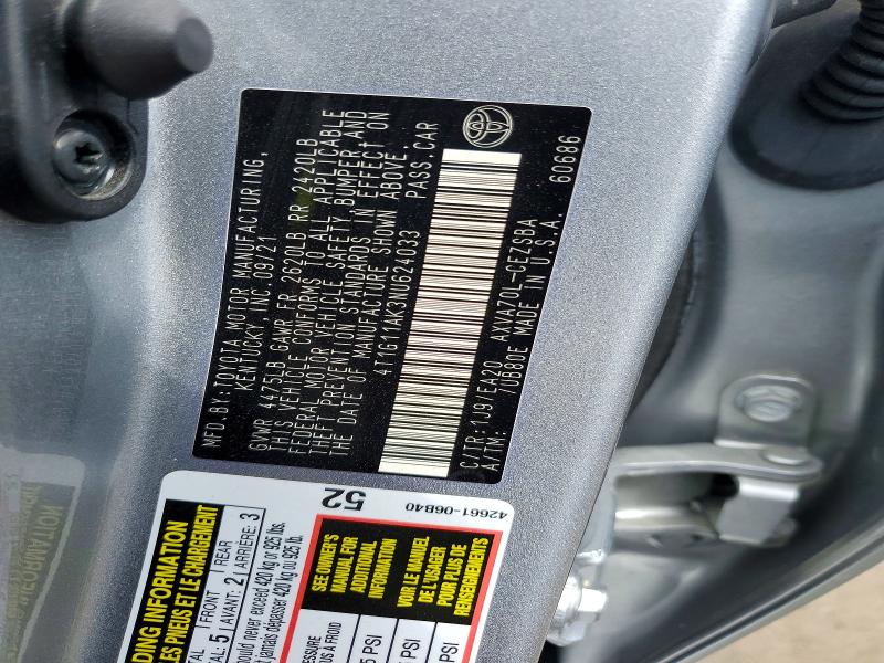 Aukcja sprzedaży 2022 Toyota Camry, vin: 4T1G11AK3NU624033, numer aukcji: 48222036