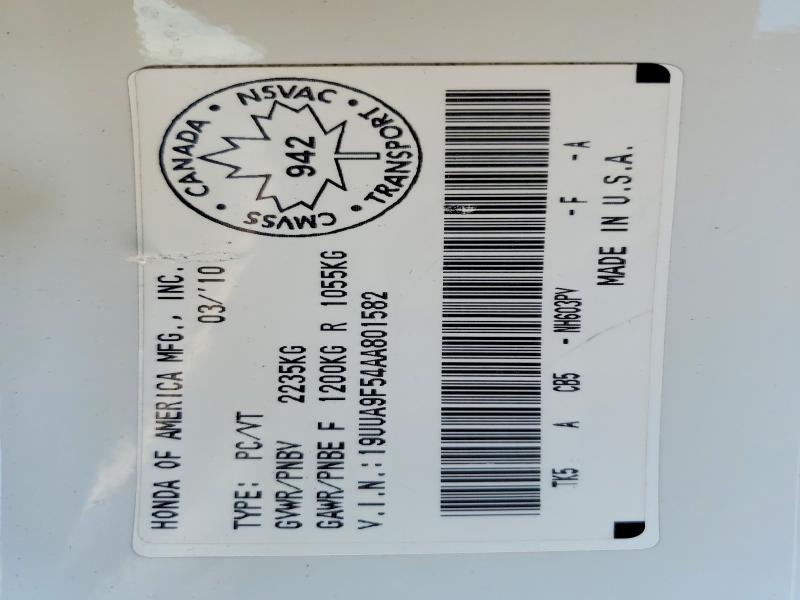 79474275 :رقم المزاد ، 19UUA9F54AA801582 vin ، 2010 Acura Tl مزاد بيع