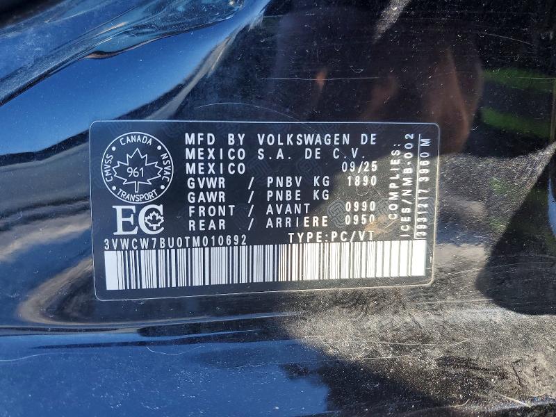 79030825 :رقم المزاد ، 3VWCW7BU0TM010692 vin ، 2026 Volkswagen Jetta مزاد بيع