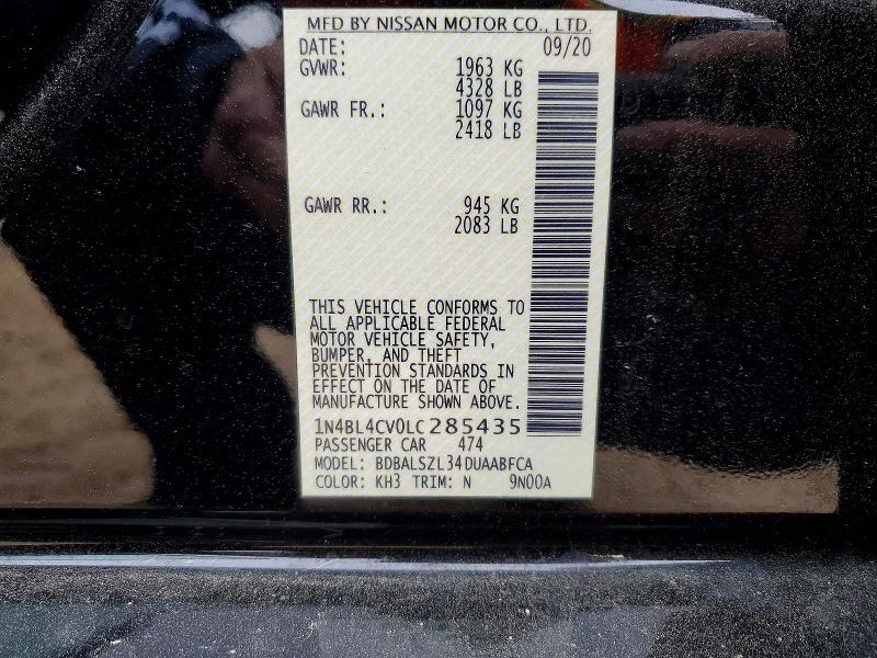 47005426 :رقم المزاد ، 1N4BL4CV0LC285435 vin ، 2020 Nissan Altima مزاد بيع