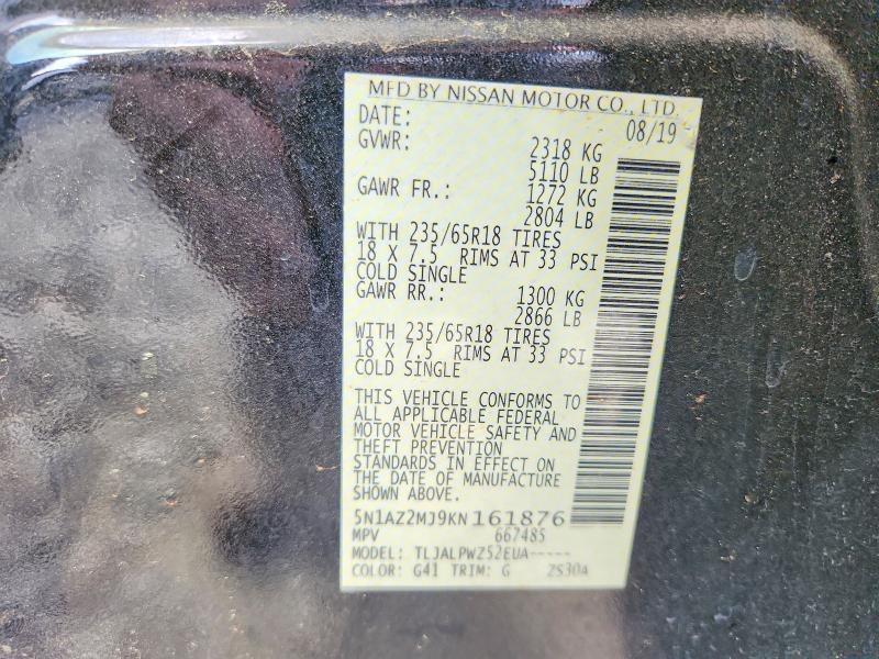 Auction sale of the 2019 Nissan Murano, vin: 5N1AZ2MJ9KN161876, lot number: 47985006