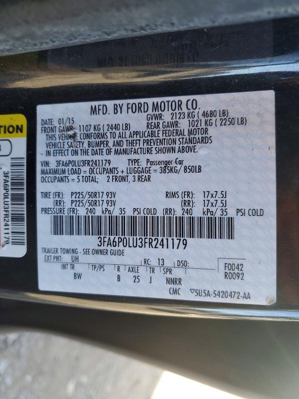 2015 Ford Fusion მანქანა იყიდება აუქციონზე, vin: 3FA6P0LU3FR241179, აუქციონის ნომერი: 46331836