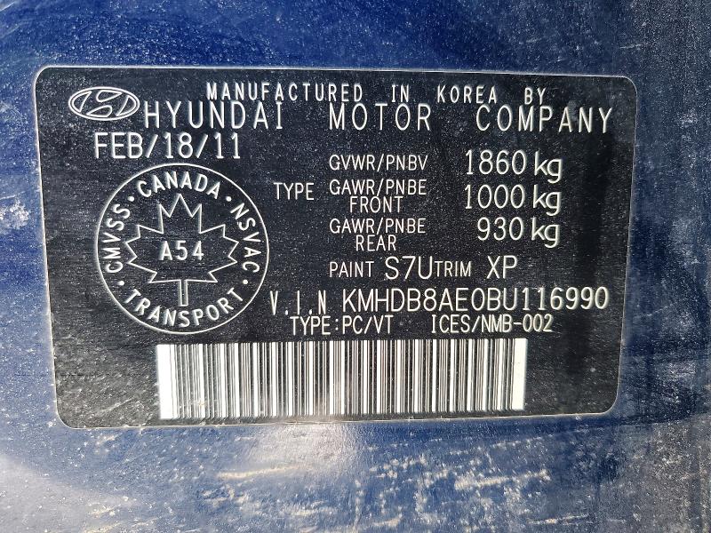 77200155 :رقم المزاد ، KMHDB8AE0BU116990 vin ، 2011 Hyundai Elantra Touring مزاد بيع