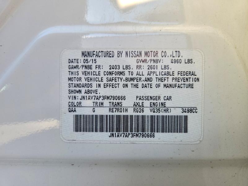 46179016 :رقم المزاد ، JN1AV7AP3FM790666 vin ، 2015 Infiniti Q50 Hybrid مزاد بيع