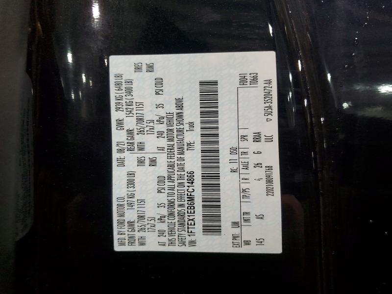 Aukcja sprzedaży 2021 Ford F150, vin: 1FTEX1EB6MFC14866, numer aukcji: 45517616