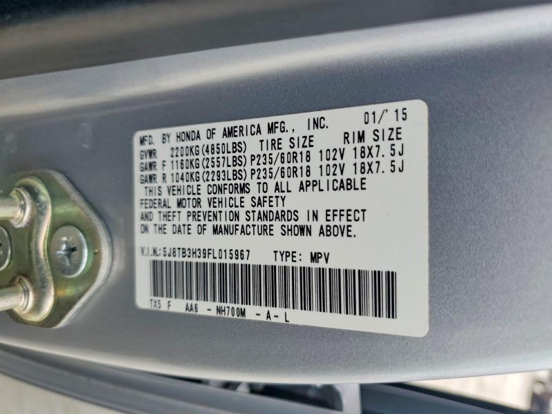 2015 Acura Rdx მანქანა იყიდება აუქციონზე, vin: 5J8TB3H39FL015967, აუქციონის ნომერი: 79932135