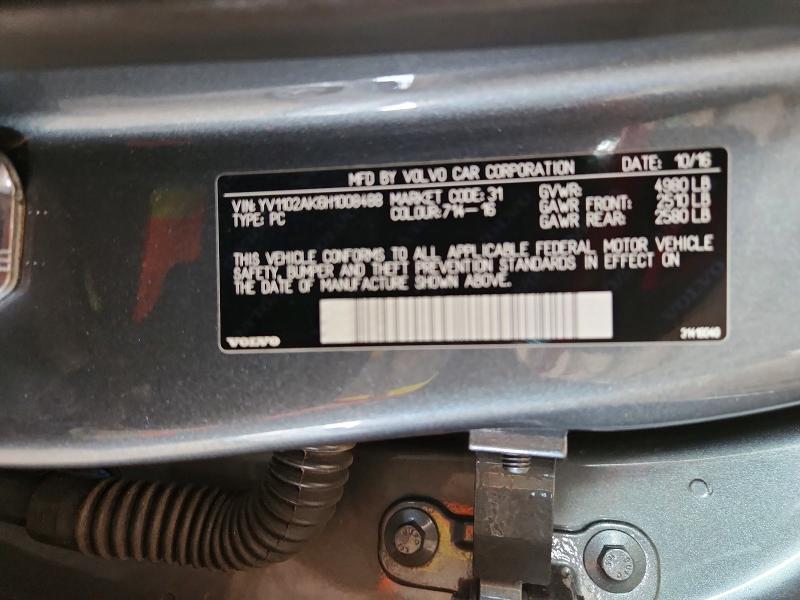 79487835 :رقم المزاد ، YV1102AK6H1008488 vin ، 2017 Volvo S90 مزاد بيع