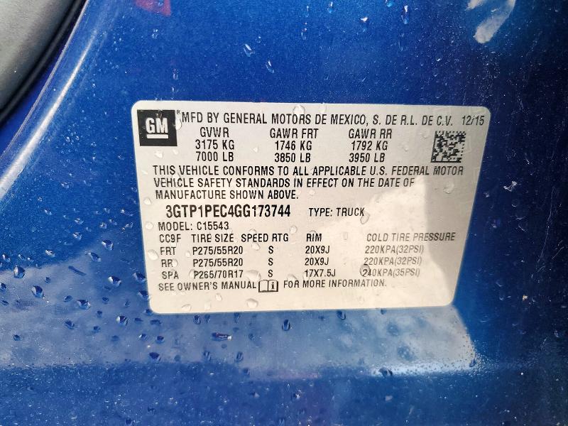 47282196 :رقم المزاد ، 3GTP1PEC4GG173744 vin ، 2016 Gmc Sierra مزاد بيع