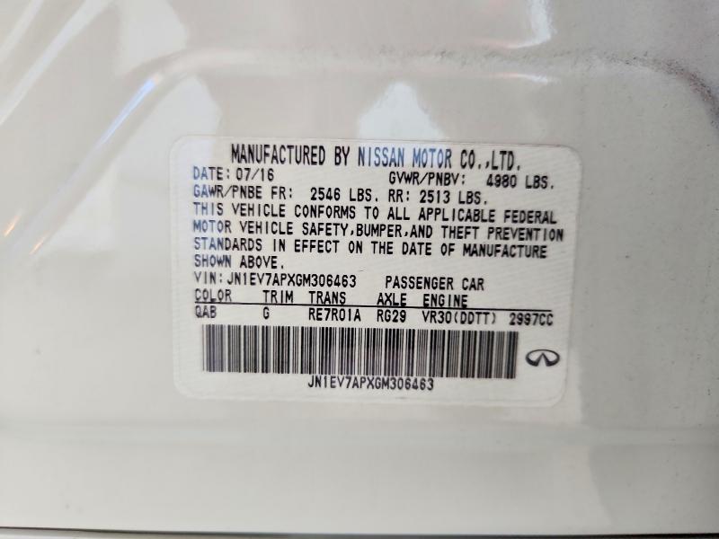 2016 Infiniti Q50 მანქანა იყიდება აუქციონზე, vin: JN1EV7APXGM306463, აუქციონის ნომერი: 41975546