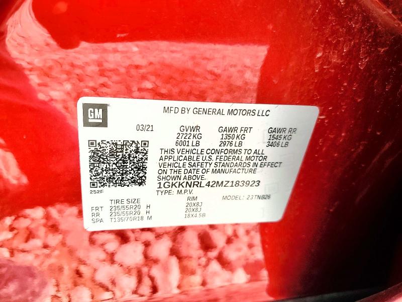 47261046 :رقم المزاد ، 1GKKNRL42MZ183923 vin ، 2021 Gmc Acadia مزاد بيع