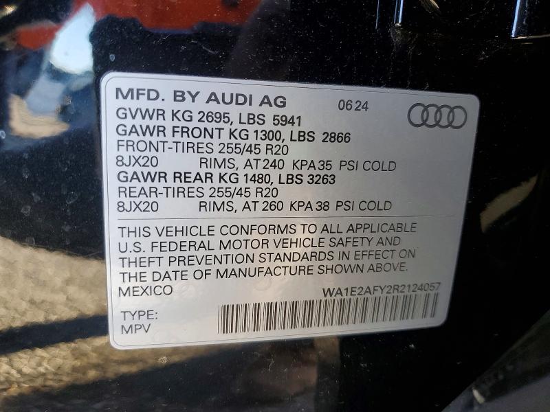 2024 Audi Q5 E მანქანა იყიდება აუქციონზე, vin: WA1E2AFY2R2124057, აუქციონის ნომერი: 79629125