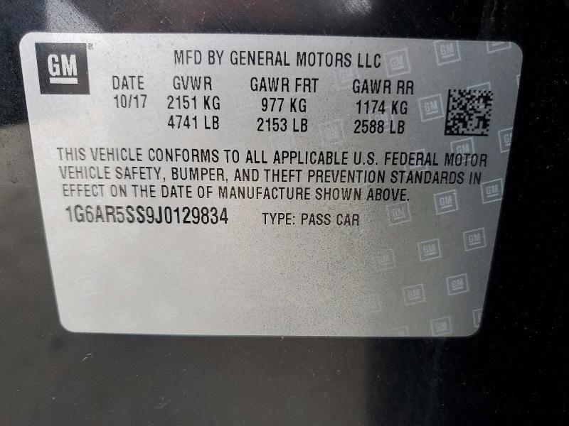 2018 Cadillac Cts მანქანა იყიდება აუქციონზე, vin: 1G6AR5SS9J0129834, აუქციონის ნომერი: 41822056