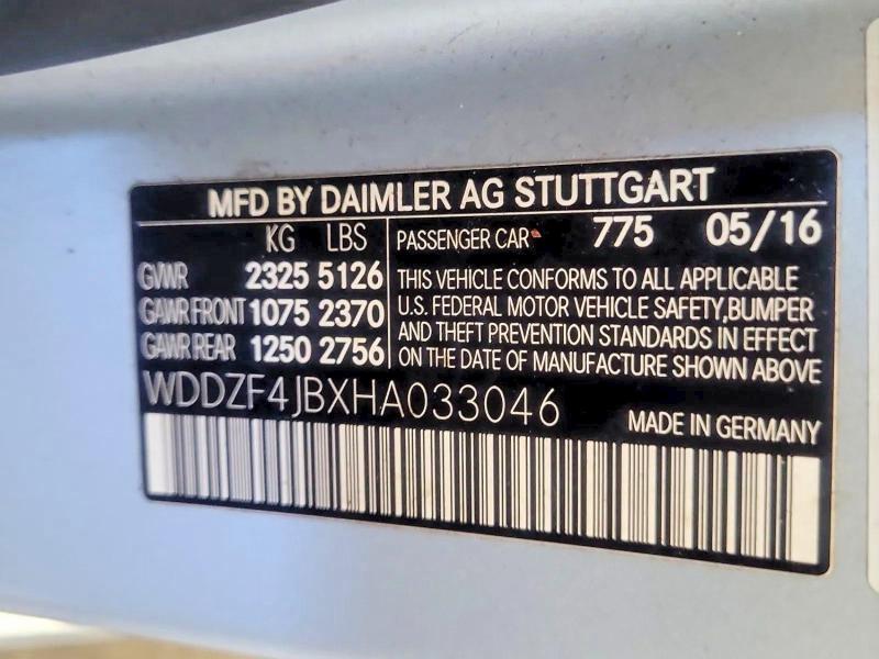 Aukcja sprzedaży 2017 Mercedes-benz E, vin: WDDZF4JBXHA033046, numer aukcji: 46889986