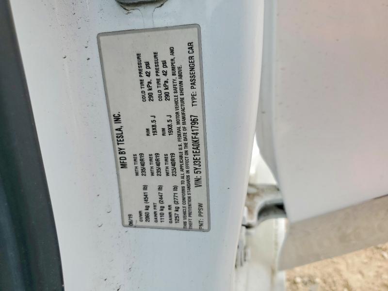 47253876 :رقم المزاد ، 5YJ3E1EA0KF417967 vin ، 2019 Tesla Model 3 مزاد بيع
