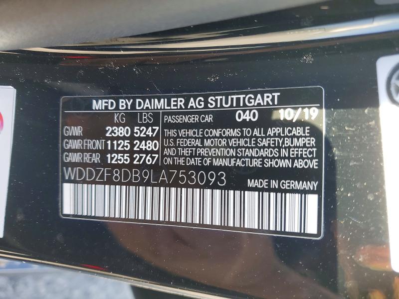 Aukcja sprzedaży 2020 Mercedes-benz E, vin: WDDZF8DB9LA753093, numer aukcji: 79552305