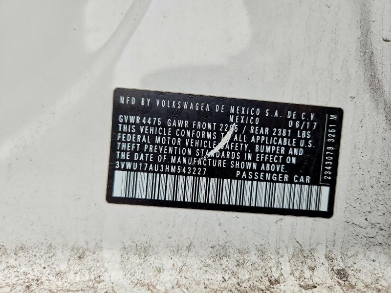 Aukcja sprzedaży 2017 Volkswagen Golf Sportwagen, vin: 3VWU17AU3HM543227, numer aukcji: 41771866