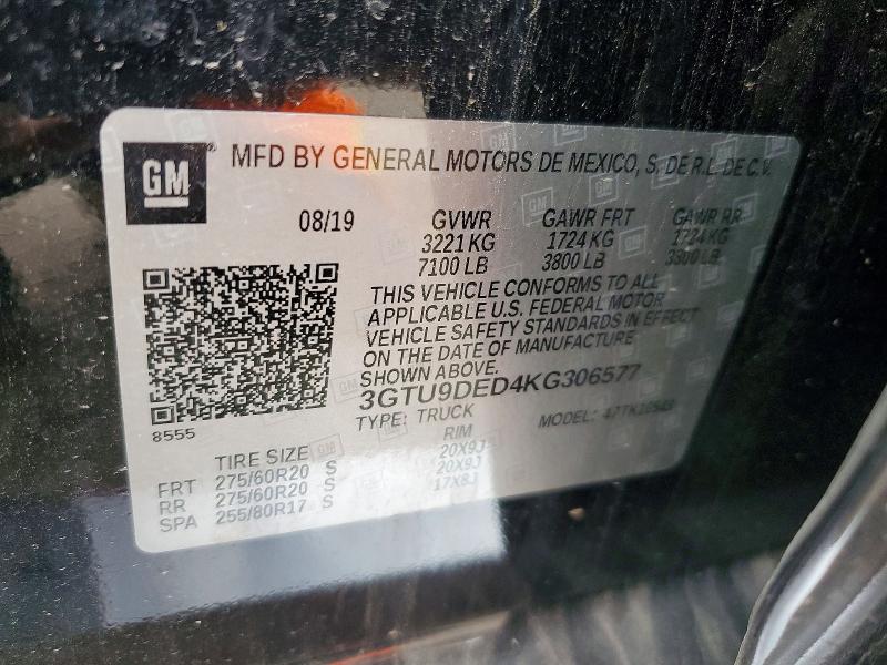 Продаж на аукціоні авто 2019 Gmc Sierra, vin: 3GTU9DED4KG306577, номер лоту: 47955496