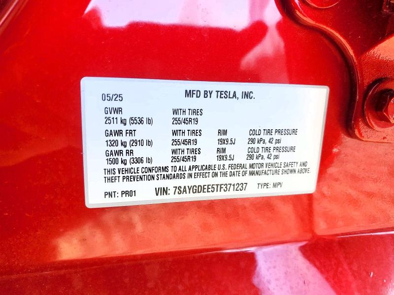 Продаж на аукціоні авто 2026 Tesla Model Y, vin: 7SAYGDEE5TF371237, номер лоту: 79397715