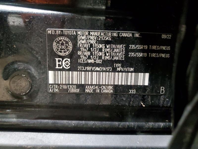 Продаж на аукціоні авто 2022 Toyota Rav4, vin: 2T3J1RFV5NW314173, номер лоту: 45678566