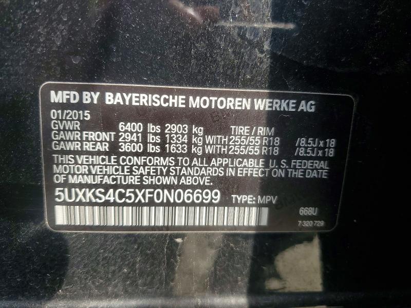 2015 Bmw X5 მანქანა იყიდება აუქციონზე, vin: 5UXKS4C5XF0N06699, აუქციონის ნომერი: 48252016
