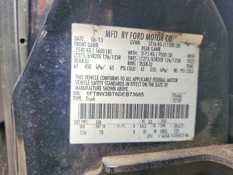2013 Ford F350 მანქანა იყიდება აუქციონზე, vin: 1FT8W3BT6DEB73685, აუქციონის ნომერი: 45922456