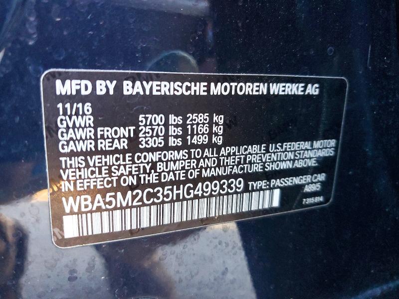 2017 Bmw 535 მანქანა იყიდება აუქციონზე, vin: WBA5M2C35HG499339, აუქციონის ნომერი: 46161806