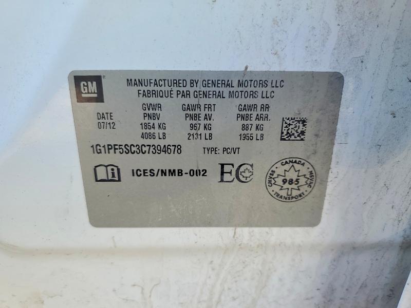Aukcja sprzedaży 2012 Chevrolet Cruze, vin: 1G1PF5SC3C7394678, numer aukcji: 78528195