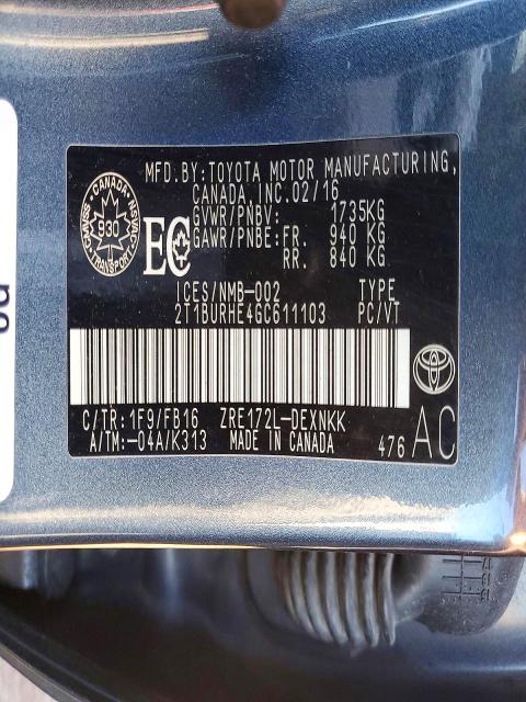 79820265 :رقم المزاد ، 2T1BURHE4GC611103 vin ، 2016 Toyota Corolla مزاد بيع