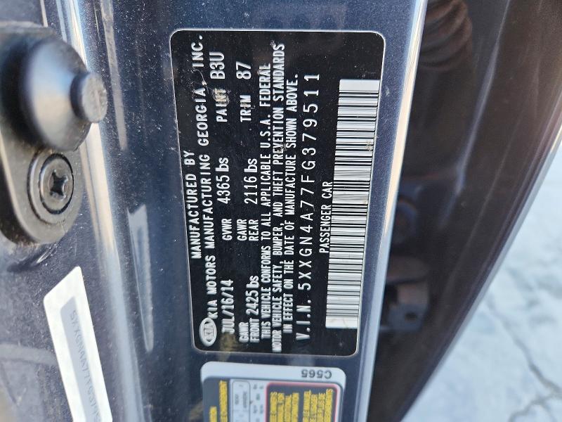 2015 Kia Optima მანქანა იყიდება აუქციონზე, vin: 5XXGN4A77FG379511, აუქციონის ნომერი: 46186896