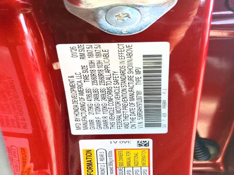 47097016 :رقم المزاد ، 5J6RS4H79TL007181 vin ، 2026 Honda Cr-v مزاد بيع