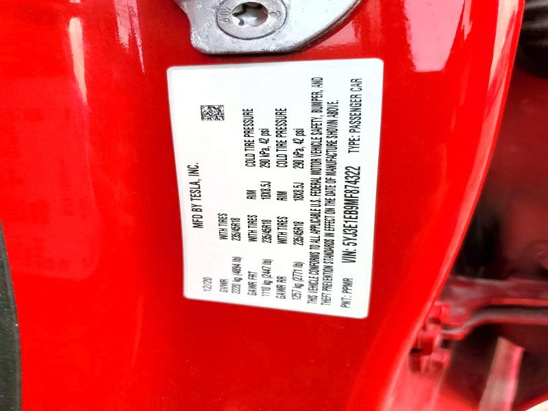 47778346 :رقم المزاد ، 5YJ3E1EB9MF874322 vin ، 2021 Tesla Model 3 مزاد بيع